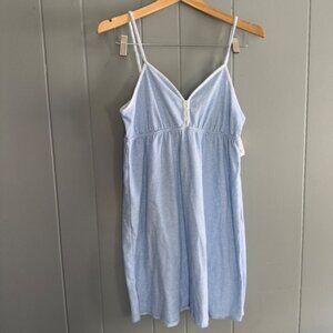 Vintage Sleep Walkers Babydoll Dress Blue Stripe Knit Tank Nightie Medium NWT